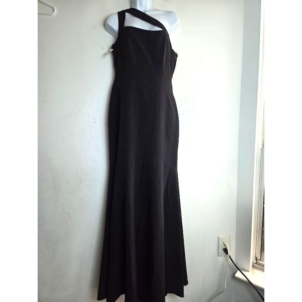 NWT Laundry by Shelli Segal Black One Shoulder Full Length Evening Dress size 6